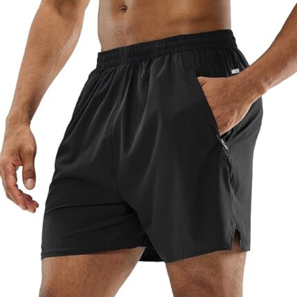 Men's Lightweight Athletic Shorts with Elastic Waistband and Deep Side Pockets