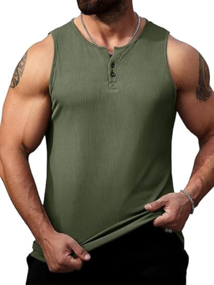 Men's Ribbed Tank Top Sleeveless Muscle Shirt