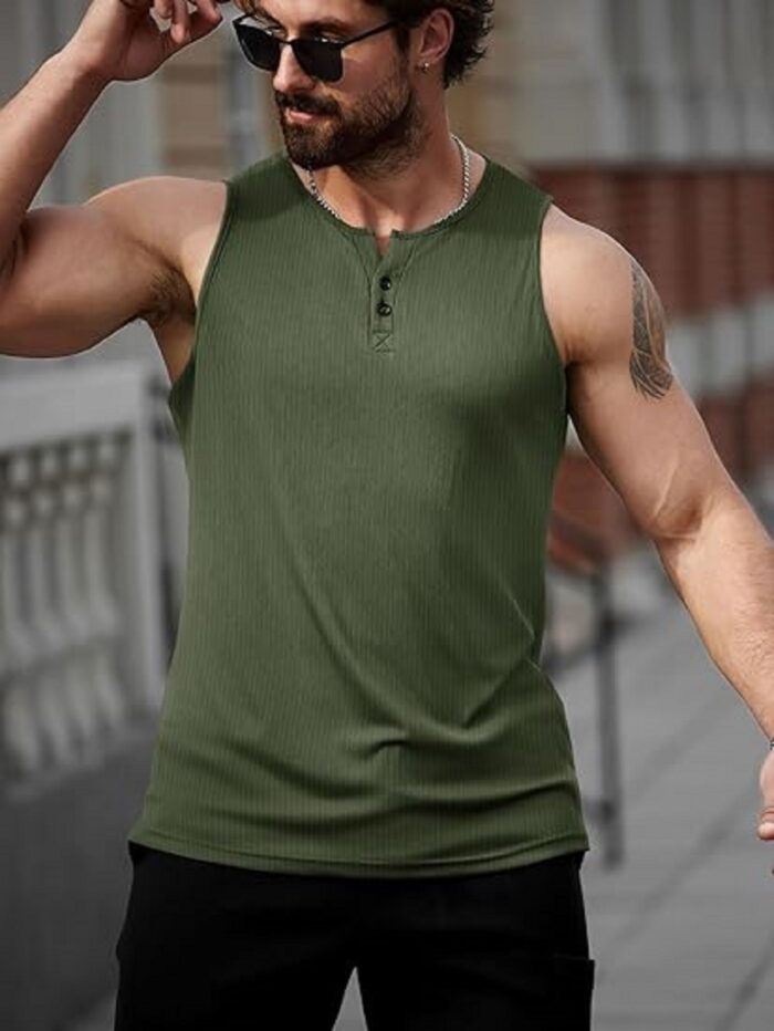 Men's Ribbed Tank Top Sleeveless Muscle Shirt