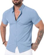 Stylish men’s button-up casual shirt suitable for semi-formal and casual wear