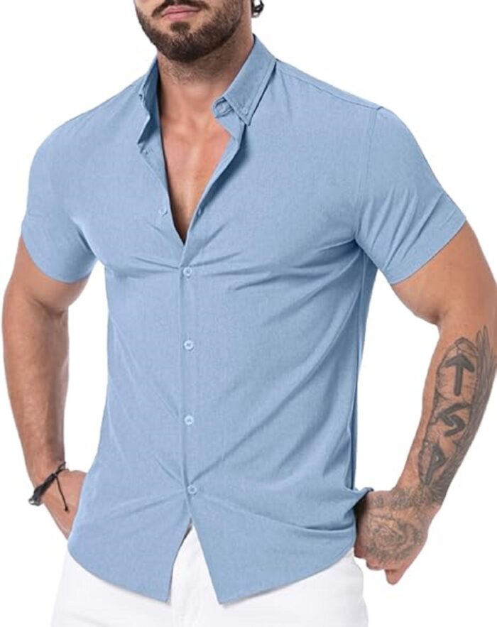 Stylish men’s button-up casual shirt suitable for semi-formal and casual wear