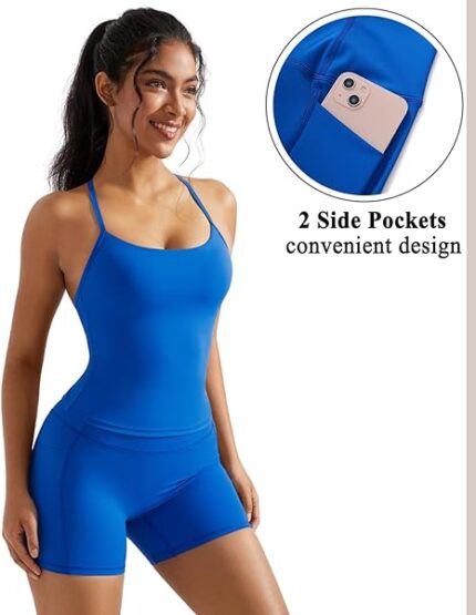 Women’s One-Piece Yoga Romper with Built-In Br