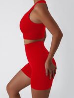 Elevate Your Fitness with Premium Ribbed Sports Bra and High-Waisted Shorts Set
