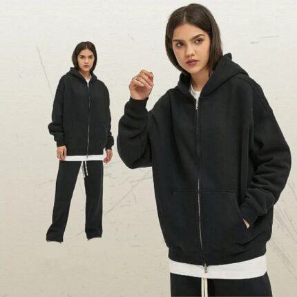Women's premium zip-up track suit with hoodie and matching trousers