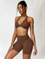 Elevate Your Fitness with Premium Brown Sports Bra and Shorts