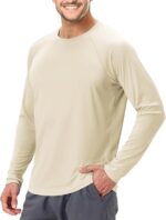 Men’s performance long sleeve rash guard with UPF 50+ sun protection, quick-dry compression fit, designed for water sports and outdoor activities.
