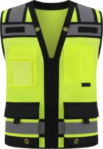 Unisex Class 2 High Visibility Safety Vest with 15 Pockets – ANSI/ISEA Approved