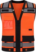 Unisex Class 2 High Visibility Safety Vest with 15 Pockets – ANSI/ISEA Approved