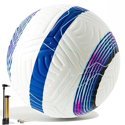 Official Match Soccer Ball Size 5 – Waterproof PU Leather, Includes Pump & Needles, Mesh Storage Bag for Easy Carry